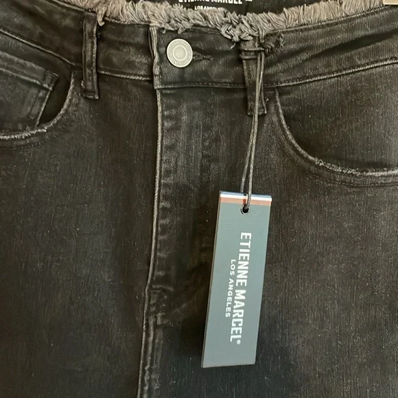 Etienne Marcel Women’s Black High-Waisted Wide Leg Frayed Edge Jeans - Picture 4 of 7